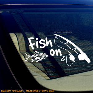 Fish On Fishing Car Truck Window Bumper Laptop Sticker Decal 7" V-WHT01 - OwnTheAvenue