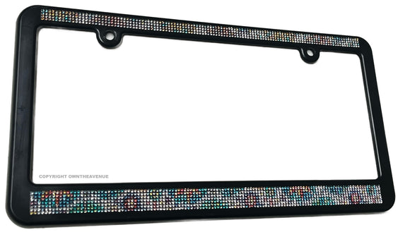 Vintage Style Floral Diamond Bling Rhinestone License Plate Frame - OwnTheAvenue