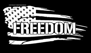 Freedom USA American Flag Grunge Distressed Tattered White Sticker Decal 6" - OwnTheAvenue