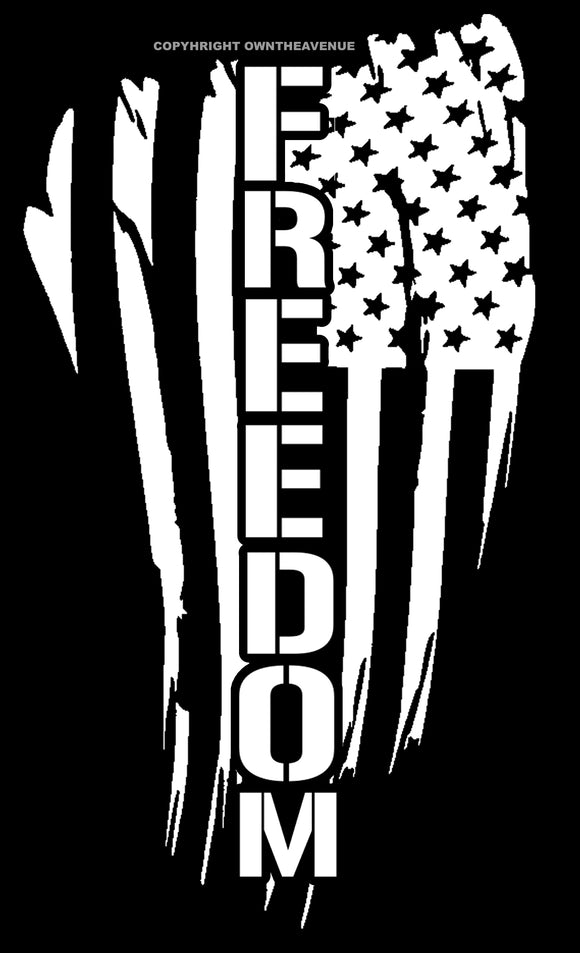 Freedom Model 2 USA American Flag Grunge Distressed Tattered White Sticker Decal 6