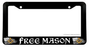 Freemason Masonic Mason Tattered USA Flag Vintage Style License Plate Frame - OwnTheAvenue