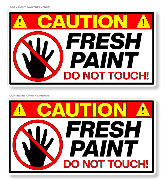 x2 / Two Pack - Caution Wet Fresh Paint Safety Vinyl Sticker Decal 4