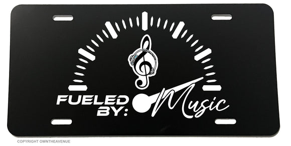 Fueled By Music Funny Joke Gauge Car Truck Auto License Plate Cover - OwnTheAvenue