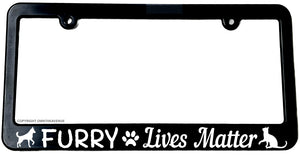 Furry Lives Matter Pet Cat Meow Woof Funny Dog Slim License Plate Frame - OwnTheAvenue