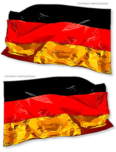 German Germany Flag Left & Right Wavey Vintage Style Vinyl Sticker Decals 3.5" Each - OwnTheAvenue