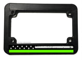 Support Military Green USA American Flag Subdued Motorcycle License Plate Frame