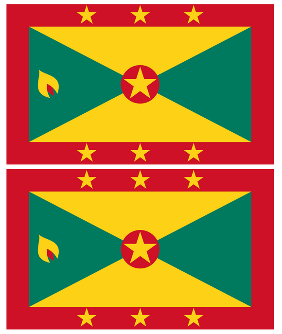 x2 Grenada Country Flag Caribbean Car Truck Bumper Laptop Sticker Decals 3.5