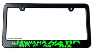 Joker Why So Serious Haha Super Bad Evil Slim Green License Plate Frame - OwnTheAvenue