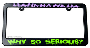 Joker Why So Serious Haha Super Bad Evil Slim Purple/Green License Plate Frame - OwnTheAvenue