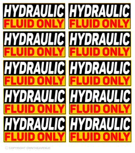 x10 Hydraulic Fluid Only Snow Plow Mower Vehicle Tank Vinyl Decal Sticker Label - OwnTheAvenue