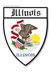 Illinois Flag Badge Logo Car Truck Vinyl V01 Sticker Decal 3.5" - OwnTheAvenue