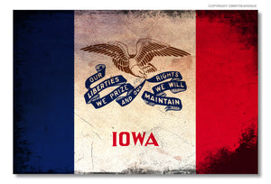 Iowa Flag Tattered Distressed Rugged Rustic Vinyl Sticker Decal 3.5" - OwnTheAvenue