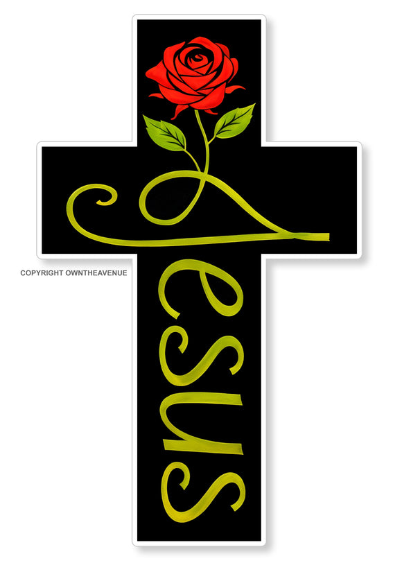 Jesus Cross Rose Digital Printed Vinyl Decal Sticker Religion Faith God Spiritual 4