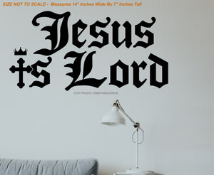 Jesus Is Lord Christian Cross Religious Wall Decor Decal Model2 - 14" x 7" Inches - OwnTheAvenue