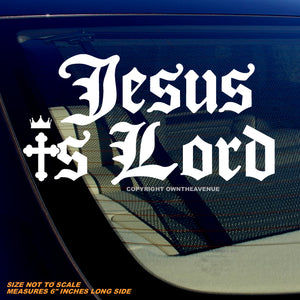 Jesus Is Lord Christian Cross Religious V01 White Vinyl Sticker Decal 6" Inches - OwnTheAvenue