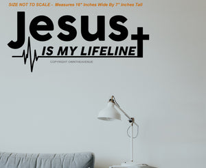 Jesus Is My Lifeline Christian Home Wall Decor Decal - 16" x 7" Inches - OwnTheAvenue