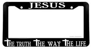 Jesus The Truth The Way The Life Christian Cross V01 License Plate Frame - OwnTheAvenue