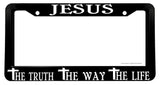 Jesus The Truth The Way The Life Christian Cross V01 License Plate Frame - OwnTheAvenue