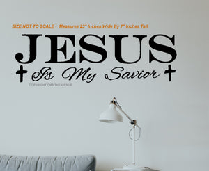 Jesus Is My Savior Christian Cross Christ Religious Wall Decor Decal
