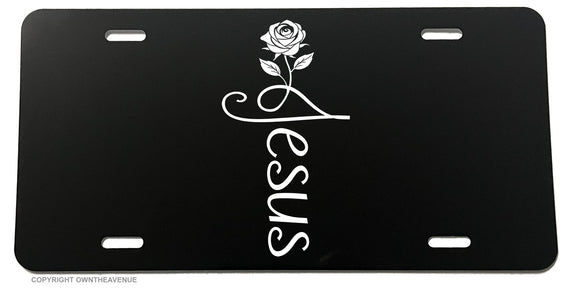 Jesus Cross Rose Religious Spiritual God Christian Faith License Plate Cover - OwnTheAvenue