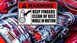 Keep Fingers Clear of Belt Mechanic Safety Vinyl Sticker Decal 3.5" - OwnTheAvenue