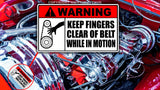 Keep Fingers Clear of Belt Mechanic Safety Vinyl Sticker Decal 3.5" - OwnTheAvenue