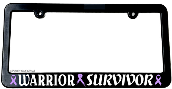 Warrior Survivor Esophageal Cancer Purple Ribbon Slim License Plate Frame - OwnTheAvenue