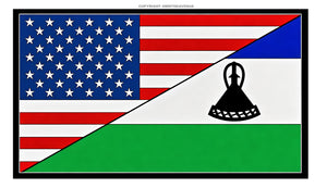 USA American Lesotho World Flag Country Vinyl Sticker Decal 3.5" - OwnTheAvenue