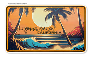 Laguna Beach California Ocean Palm Trees Souvenir Car Truck Sticker Decal 4.5" - OwnTheAvenue