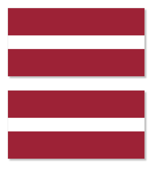 x2 - Latvia World Flag Country Car Truck Vinyl Sticker Decals 3.5