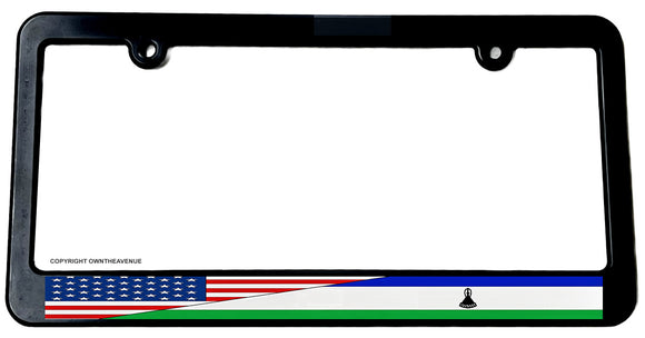 USA American Lesotho World Flag Country License Plate Frame - OwnTheAvenue