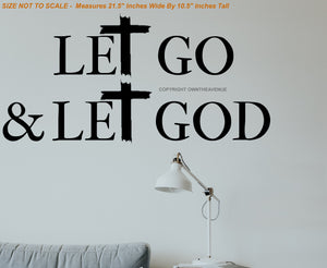 Let Go And Let God Religious Jesus Christ Christian Wall Decor Decal - 21.5" x 10.5" Inches - OwnTheAvenue