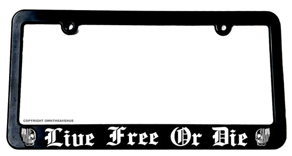 US Flag Live Free Or Die Skull Patriotic Car Tag License Plate Frame