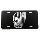 US Flag American Flag Distressed Tattered Skull Patriotic Car Tag V01 License Plate