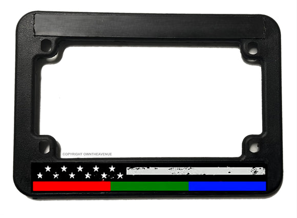 Support Police Firefighter Military Flag Motorcycle License Plate Frame