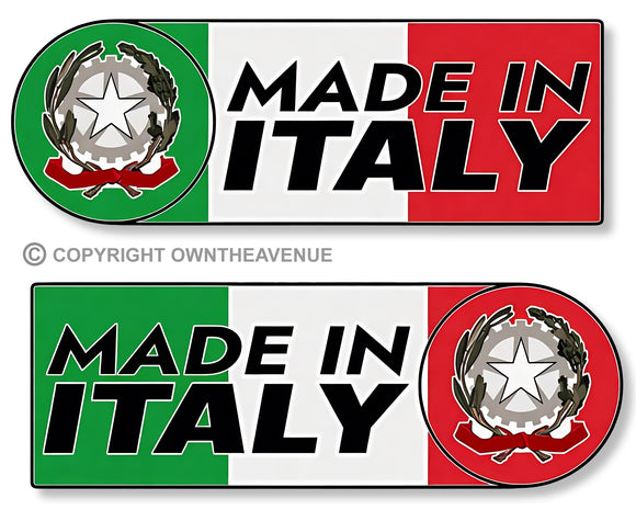 Made In Italy Italian Flag Set Racing Drifting Euro Vinyl Sticker Decals 4