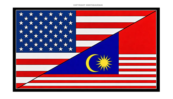 USA American Malaysia Malaysian World Flag Country Vinyl Sticker Decal 3.5