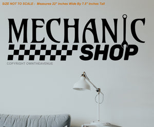 Mechanic Shop Indoor Wall Decor Decal Business Sign Garage - 22" x 7.5" Inches
