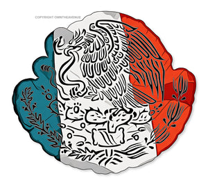 Mexican Flag Bald Eagle Wavey Style Model V01 Sticker Decal 3.5" - OwnTheAvenue