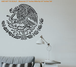 Mexican Flag Coat of Arms Eagle Wall Decor Decal - 11" x 9.5" Inches