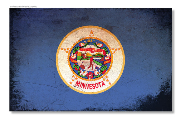 Minnesota Flag Vintage Style Rustic Distressed Vinyl Sticker Decal 3.25