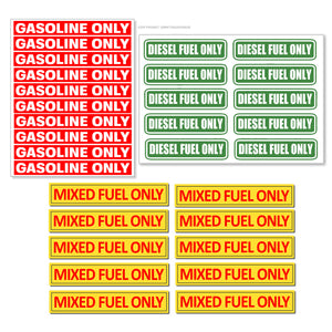 x30 Diesel Gasoline Mixed Fuel Only Gasoline Only Diesel Fuel Only Stickers 3"