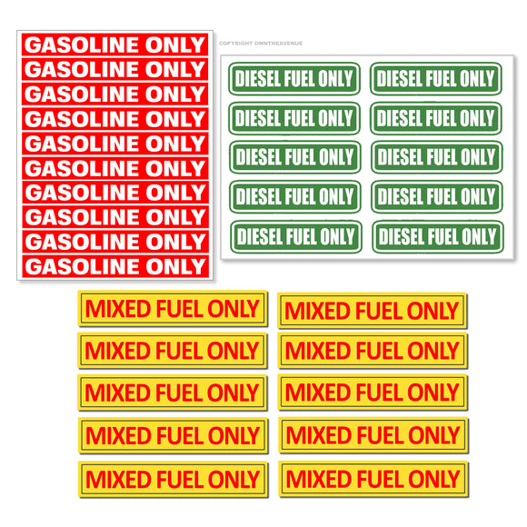 x30 Diesel Gasoline Mixed Fuel Only Gasoline Only Diesel Fuel Only Stickers 3