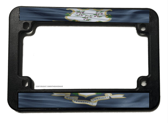 Connecticut Flag Model 2 Vintage Style Motorcycle License Plate Frame