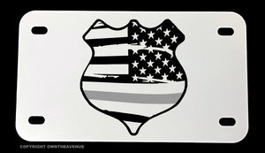 Support Corrections Officers Silver Flag Motorcycle Metal License Plate