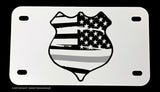 Support Corrections Officers Silver Flag Motorcycle Metal License Plate