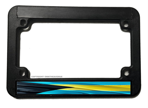 Bahamas World Wavey Flag Country Motorcycle License Plate Frame