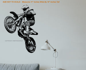 Motocross Dirt Bike Vinyl Wall Decor Decal - 16" x 11" Inches