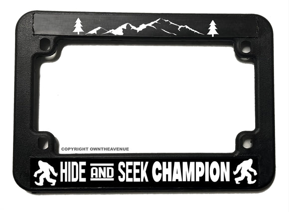 Hide And Seek Champion Bigfoot Funny Motorcycle License Plate Frame