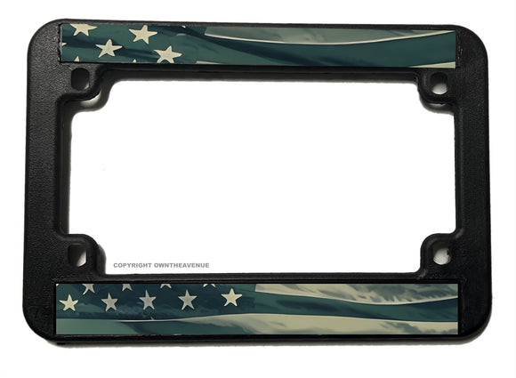 USA American Subdued World Country Flag Model-2 Motorcycle License Plate Frame